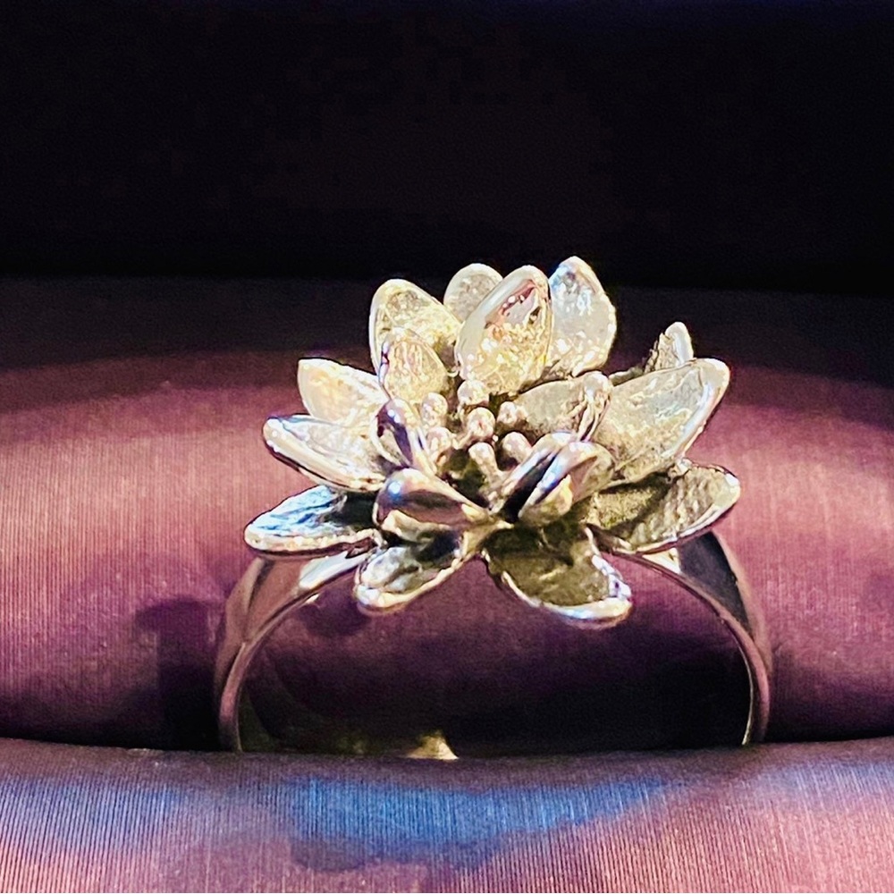 Solid 925 Sterling Silver Handcrafted 3d Flower R… - image 5